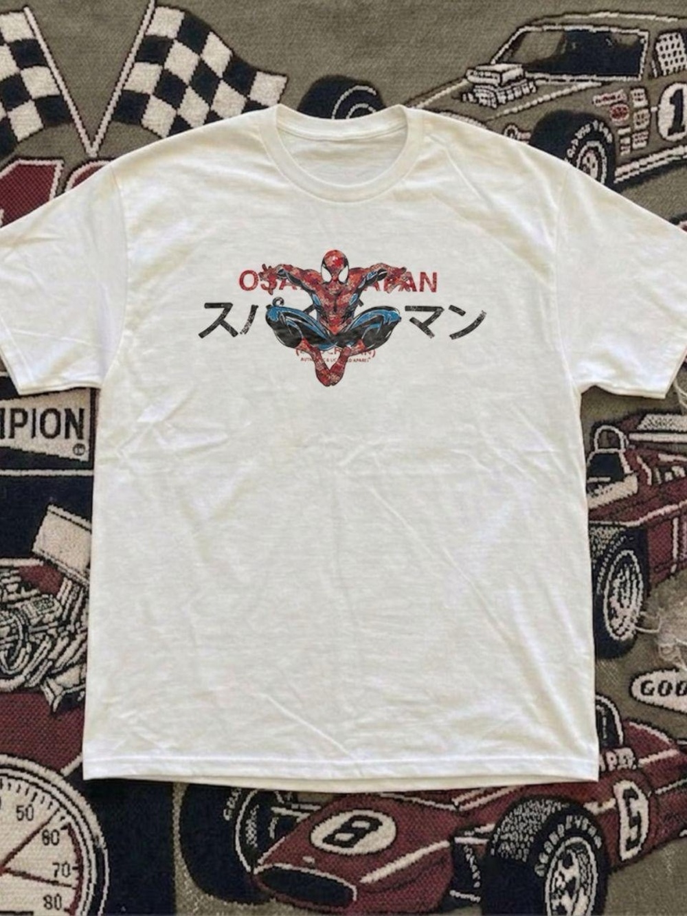 Gildan White Spider-Man Graphic Tee with Red & Blue Print